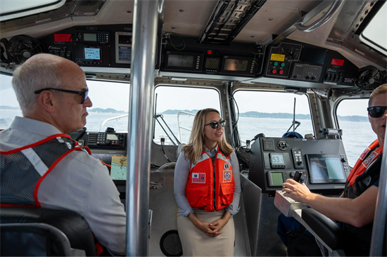 Congresswoman Scholten and Congressman Larsen Onboard a USCG Ship