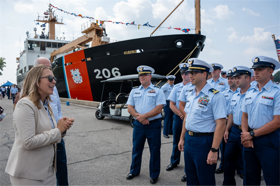 Congresswoman Scholten with Coasties in West Michigan