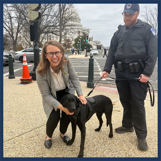 Rep. Scholten with K9 Fango