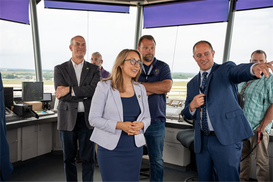Congresswoman Scholten and Congressman Larsen at GRR's Air Traffic Control Tower